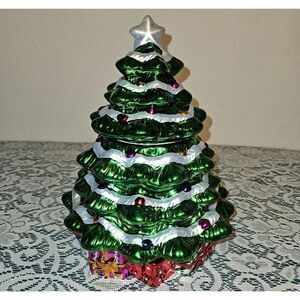 David's Cookies Ceramic 12' Christmas Tree Cookie Jar with Lid